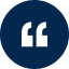 Quotation marks icon on a blue circle.